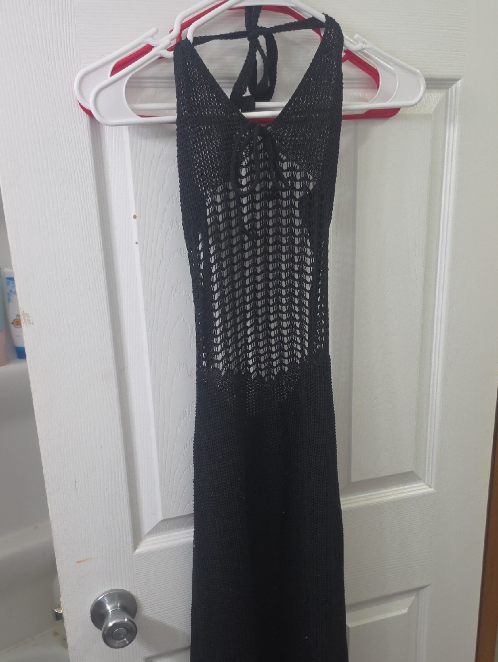 Black Crochet Halter Maxi Dress